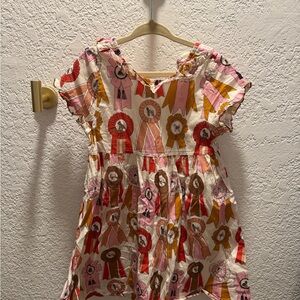 Pink Chicken Girls Dog Ribbon Dress in Pink and cream